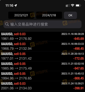 我在2023.11月16号在Eto平台做的单子，mt4上面没有出来的报价，他们平台出来了，黑平台