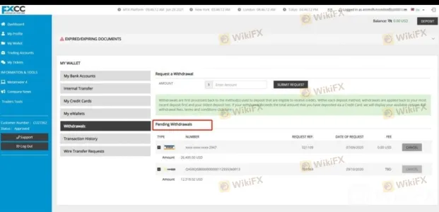 FXCC broker did not process