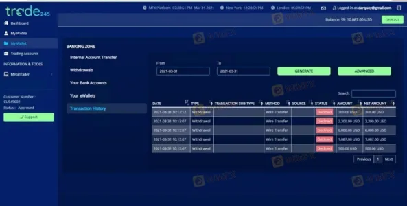 I deposited funds with