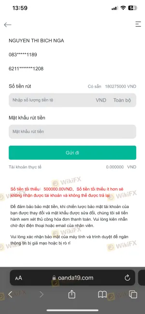 Scam platform. www.oanda19.com